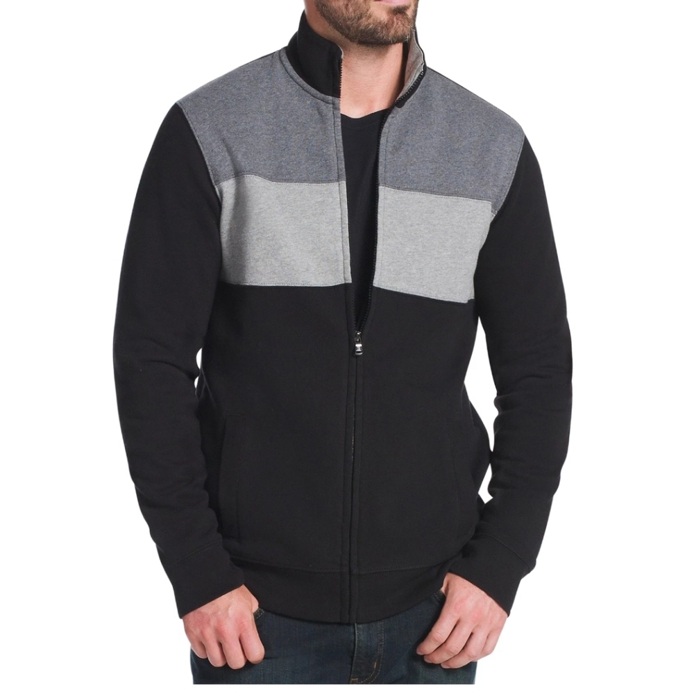 Brand new! Chaps Mens Grey/ Black Color Block zipped light jacket, L. Great gift